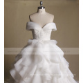 Afghan new design muslim white one wedding dress ruffle bridal